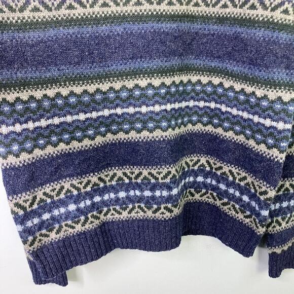 Vintage Club Room by Charter Club Blue 100% Lambswool Fair Isle Sweater Men's L - Picture 8 of 12